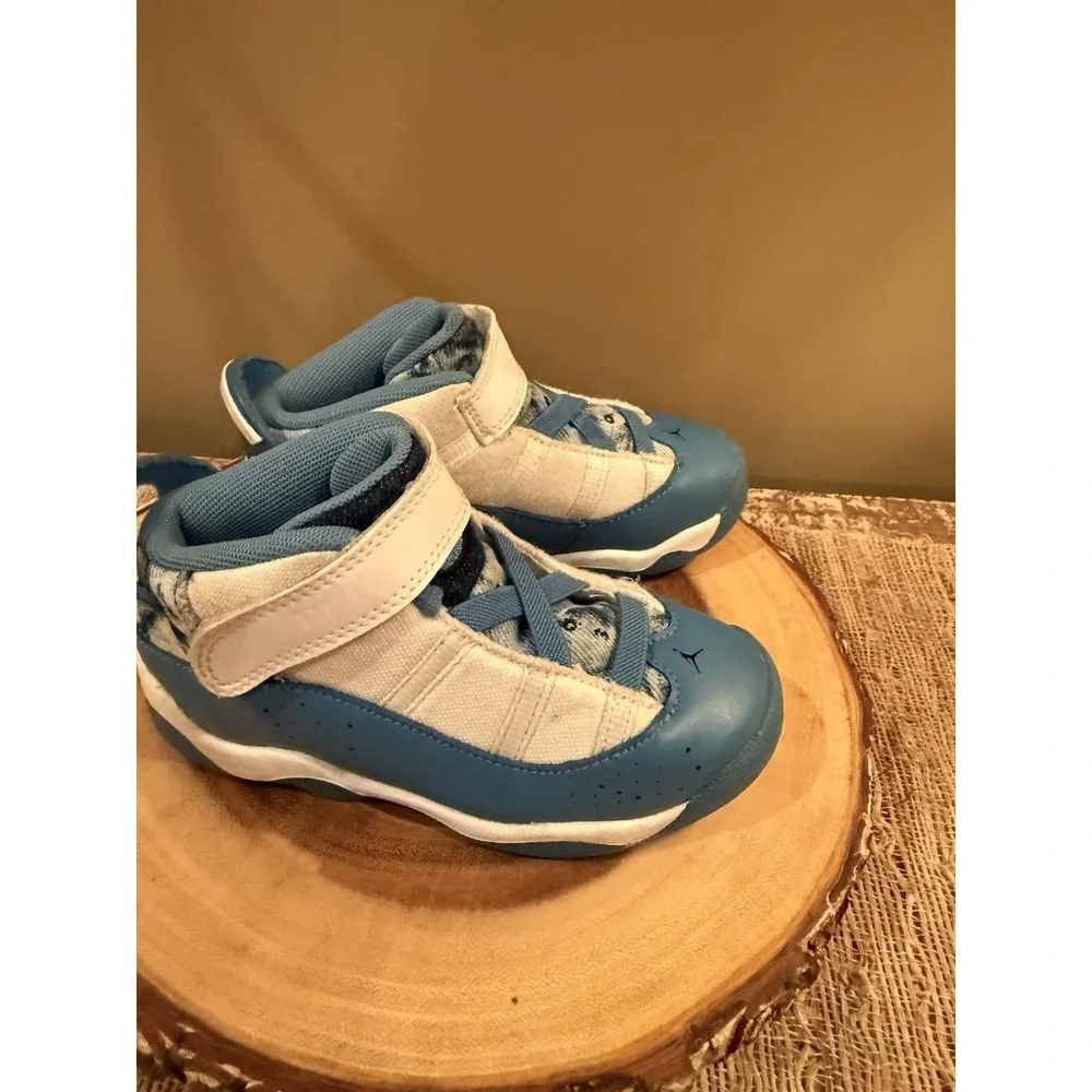 Jordan 6 Rings Tennis Shoes Toddler Size 10C Blue White Dutch‎ DM8954-100 VGUC